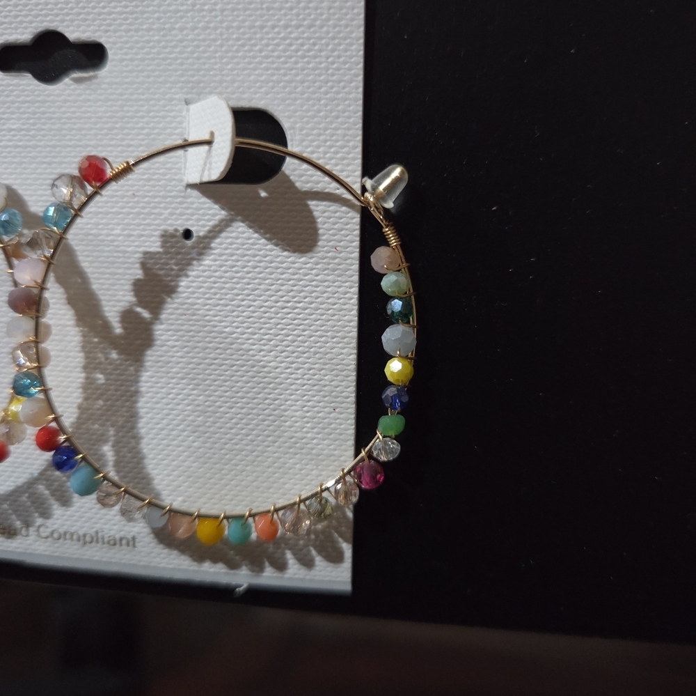 Panacea Cache Multicolor Beaded Hoop Earrings - Picture 2 of 4